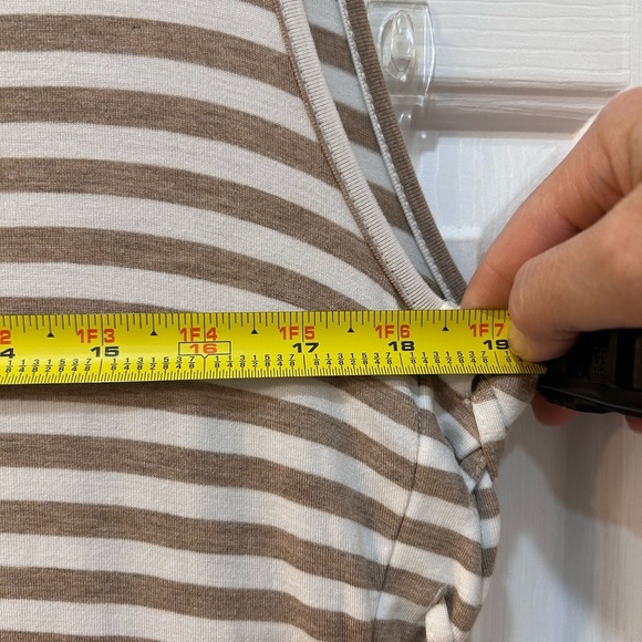 Chico's Beige White Striped Side Lacing Midi Tank Dress Size 1 M Stretch Casual - Picture 6 of 9